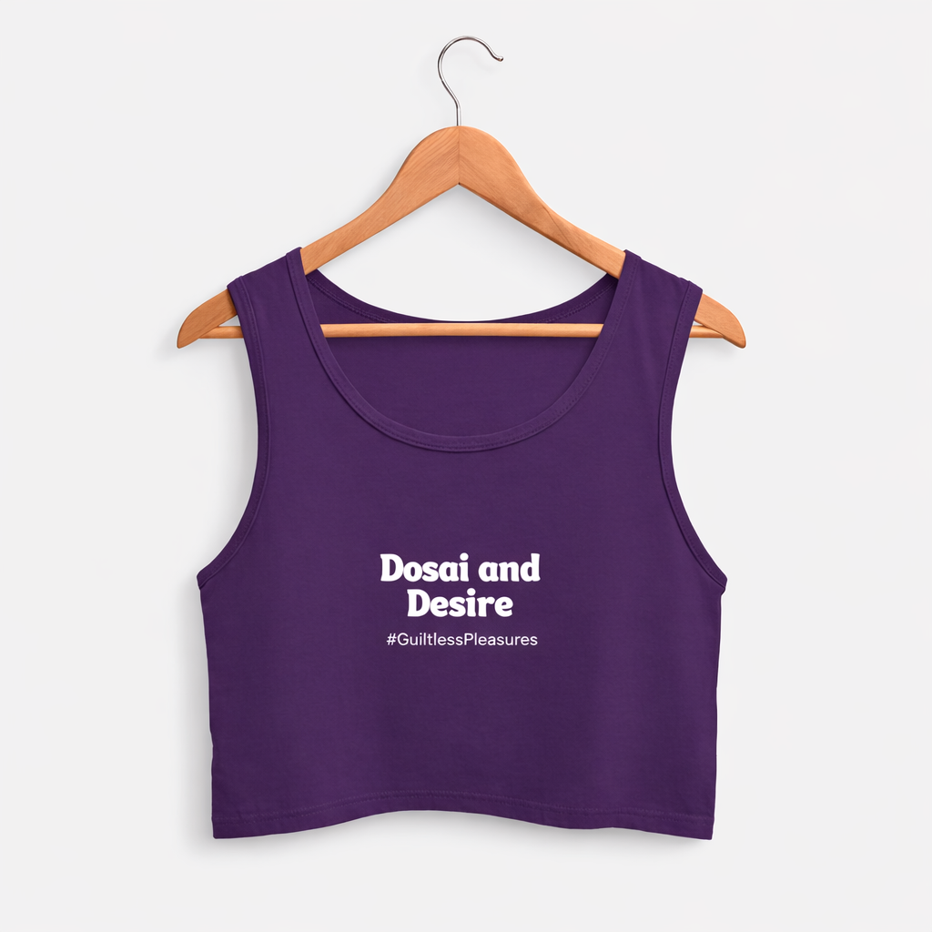 Purple tank top with text on a white background