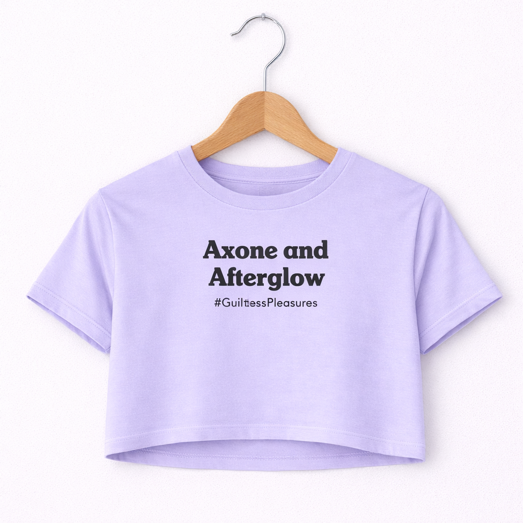 Lavender crop top with text on a white background