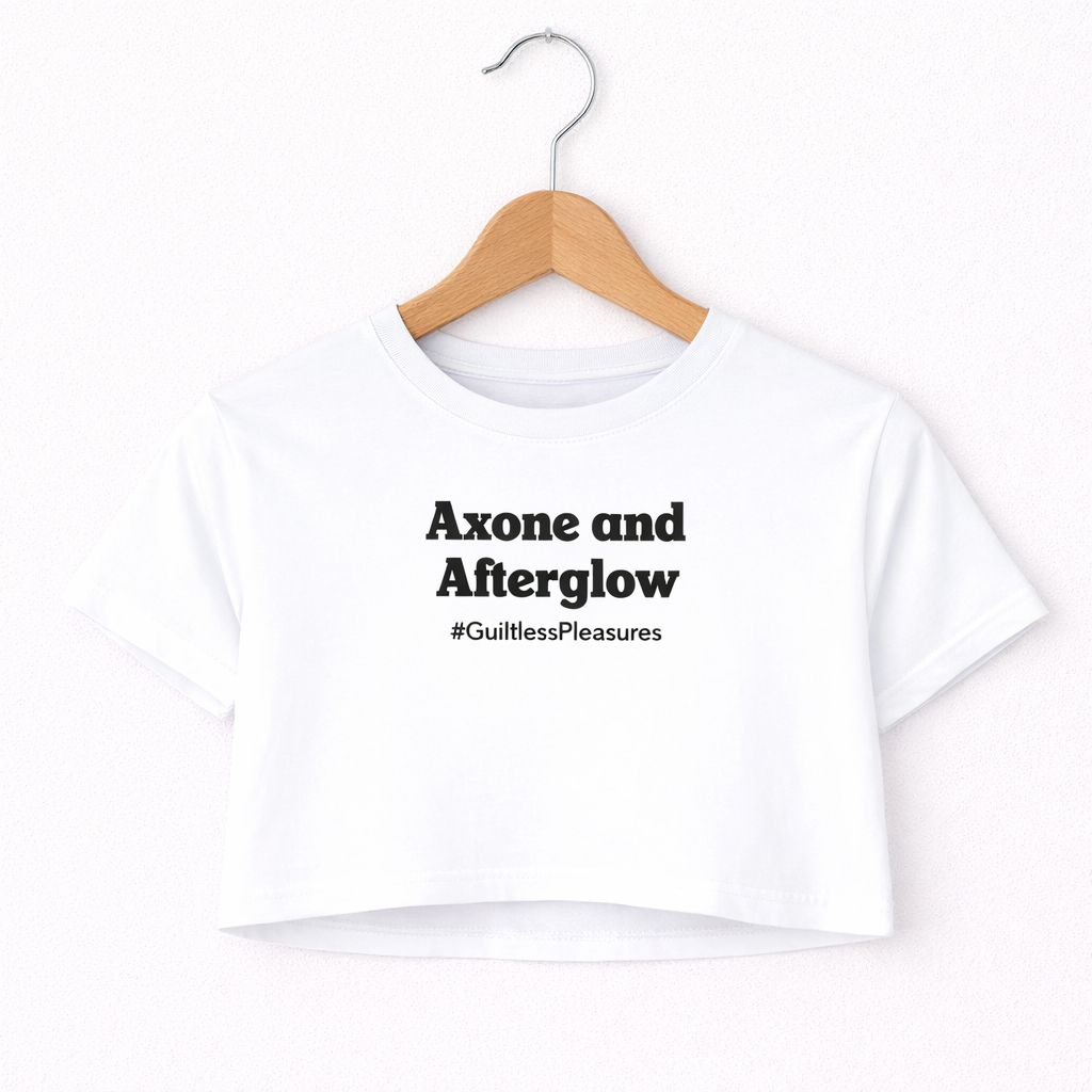 White t-shirt with text on a hanger against a white background