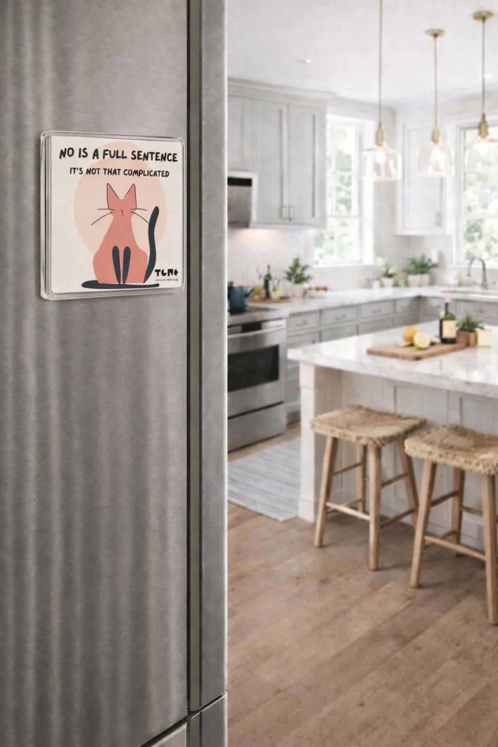 Fridge Magnet - No means NO! (Cat Illustration)