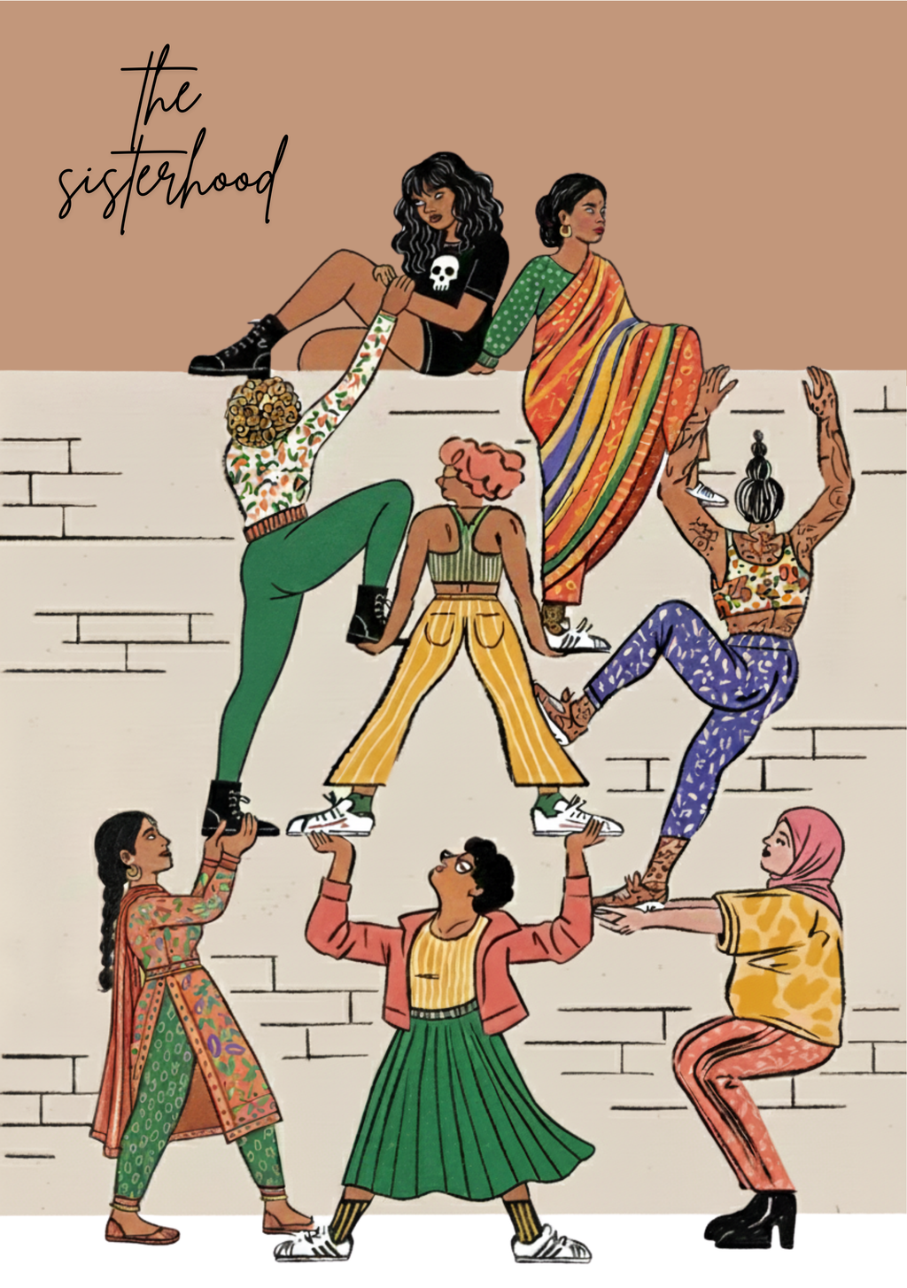 The Sisterhood notebook front cover - It Takes A Village feminist design with empowering typography